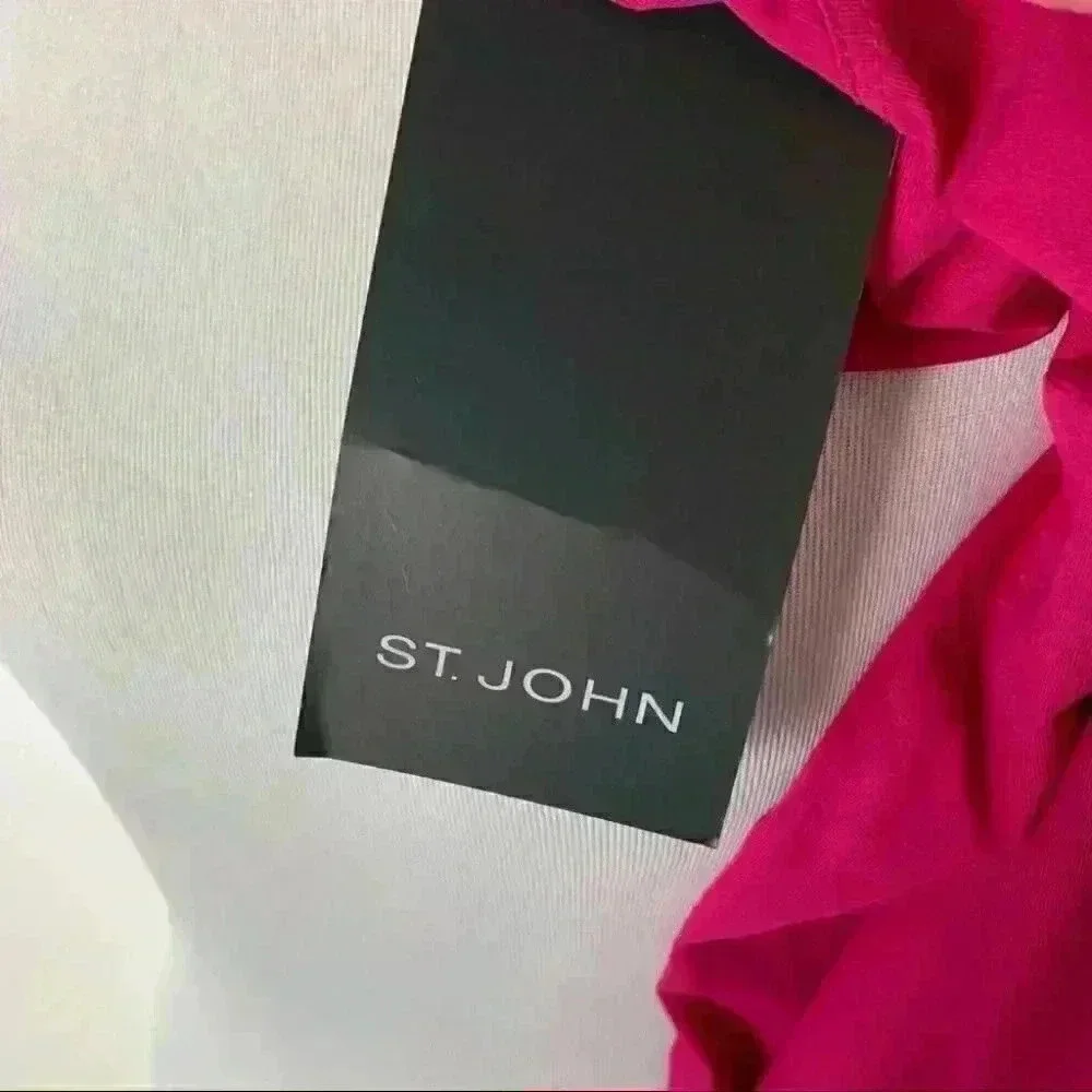 New St. John top size S Cosmo pink long sleeve mock turtleneck stretch career